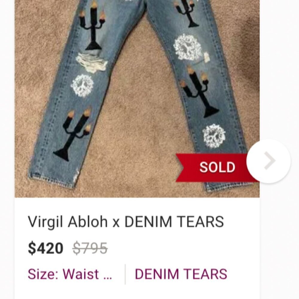 100% Authentic Levi's X Denim Tears Collab Men Blue Jean Size 30 x 30 Fly Button - Picture 15 of 16